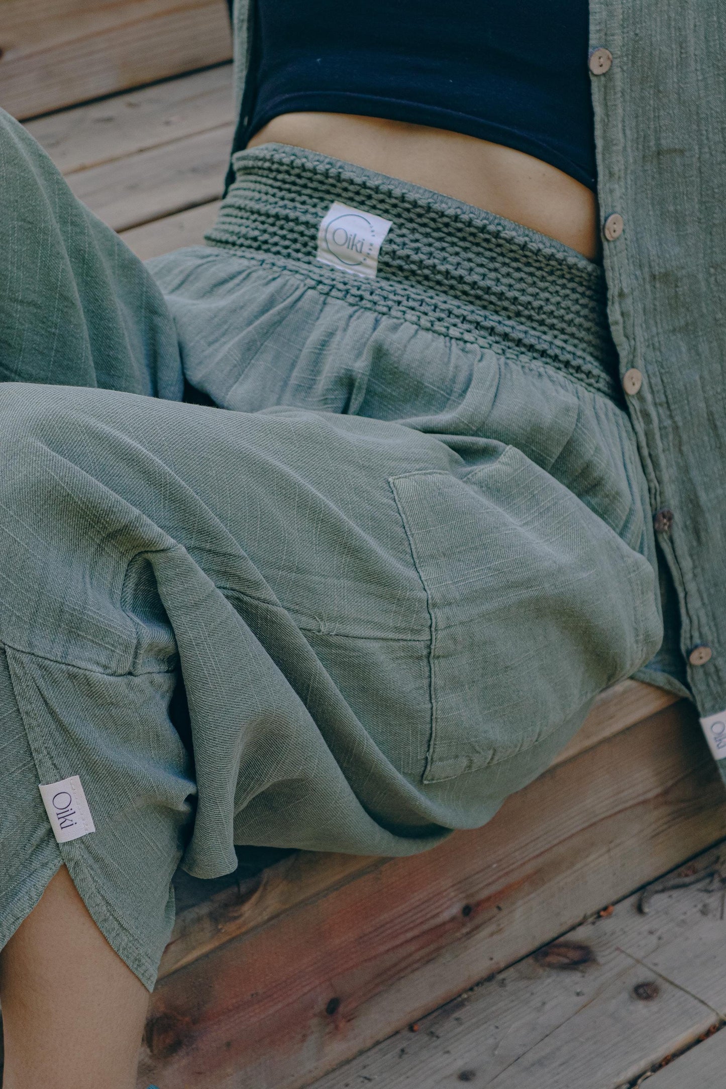 Boho Baggy Green Pants & Free Size Loose Fit Shirt Set | Handmade Oversized Festival Lounge Travel Cotton Unisex Outfit