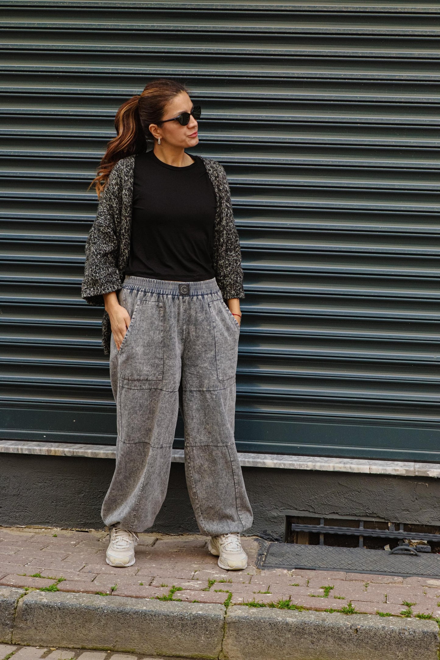 Unisex Baggy Pants - Stone Grey Wide Leg Drawstring Trousers - Unisex Streetwear Cotton Pants- Y2K Trap Style - Boho Urban Lounge