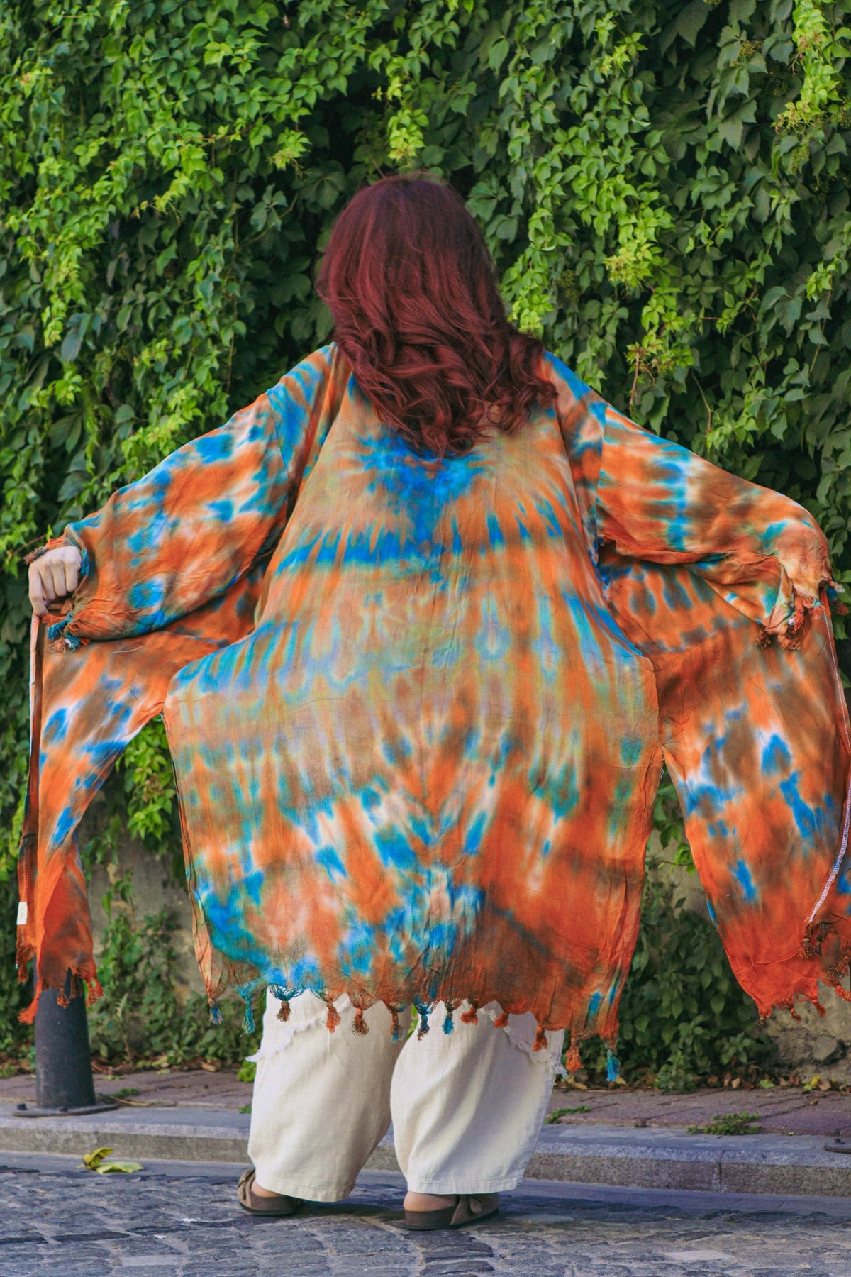 Batik Desenli Bohem Keten Pamuklu Kimono
