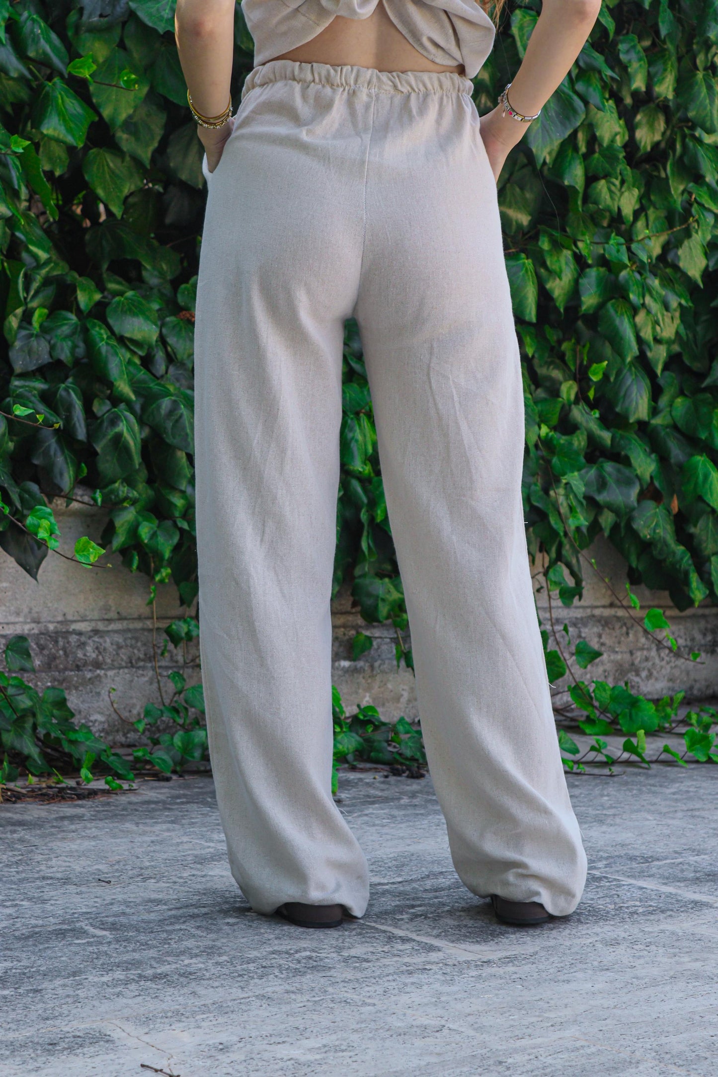 Boho Cotton linen Wide Leg Pants 100% Natural V-Cut Baggy Fit | Handmade Hippie Trousers | Skin-Friendly | Breathable Bohemian Clothing