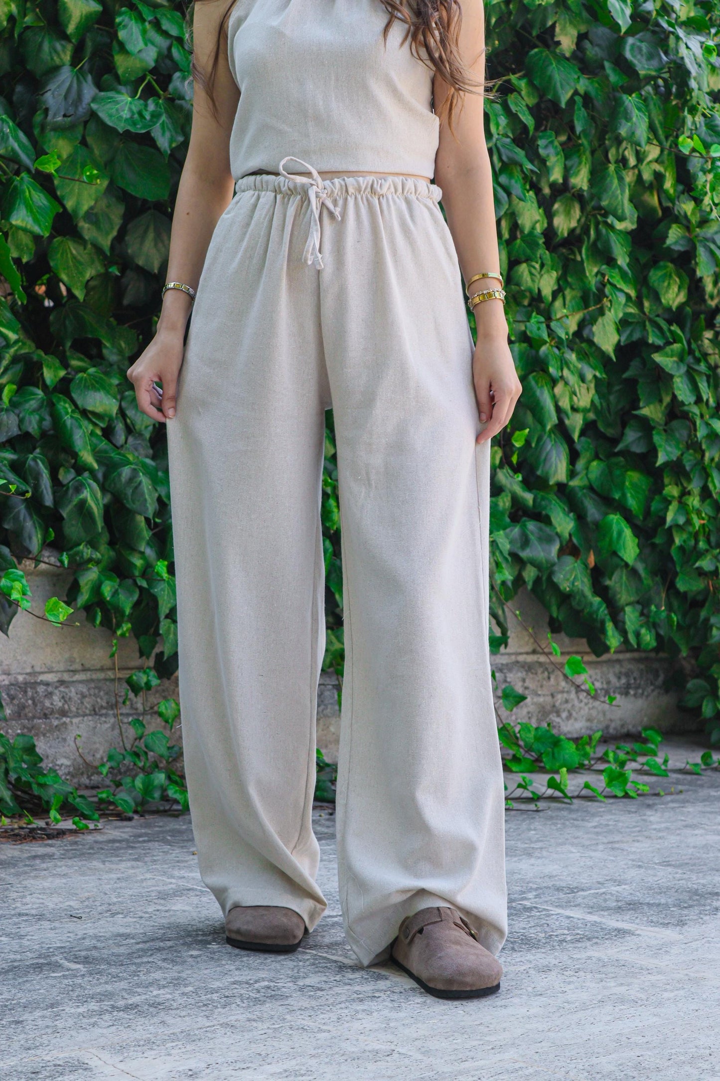 Boho Cotton linen Wide Leg Pants 100% Natural V-Cut Baggy Fit | Handmade Hippie Trousers | Skin-Friendly | Breathable Bohemian Clothing