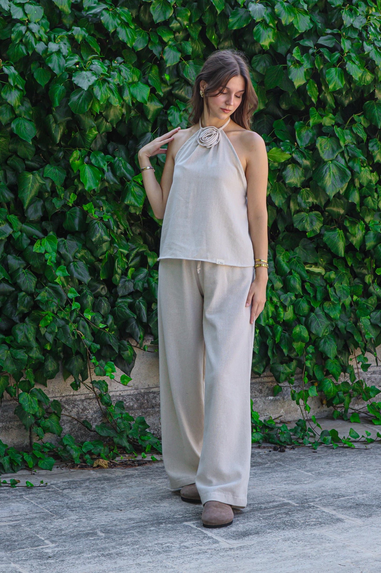 Boho Cotton linen Wide Leg Pants 100% Natural V-Cut Baggy Fit | Handmade Hippie Trousers | Skin-Friendly | Breathable Bohemian Clothing