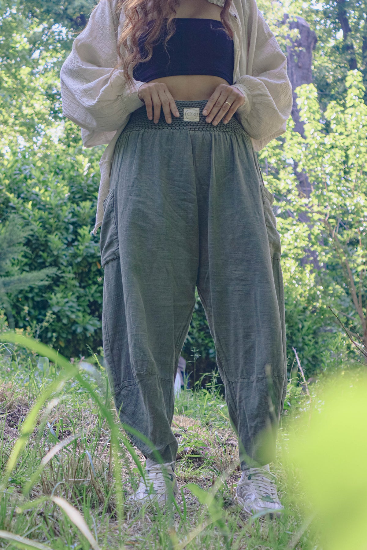 Yeşil V Paça Baggy Pantolon