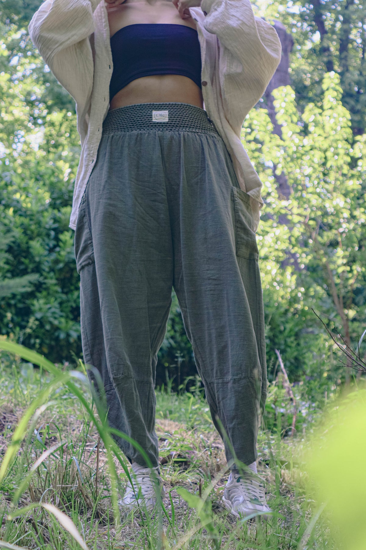 Yeşil V Paça Baggy Pantolon