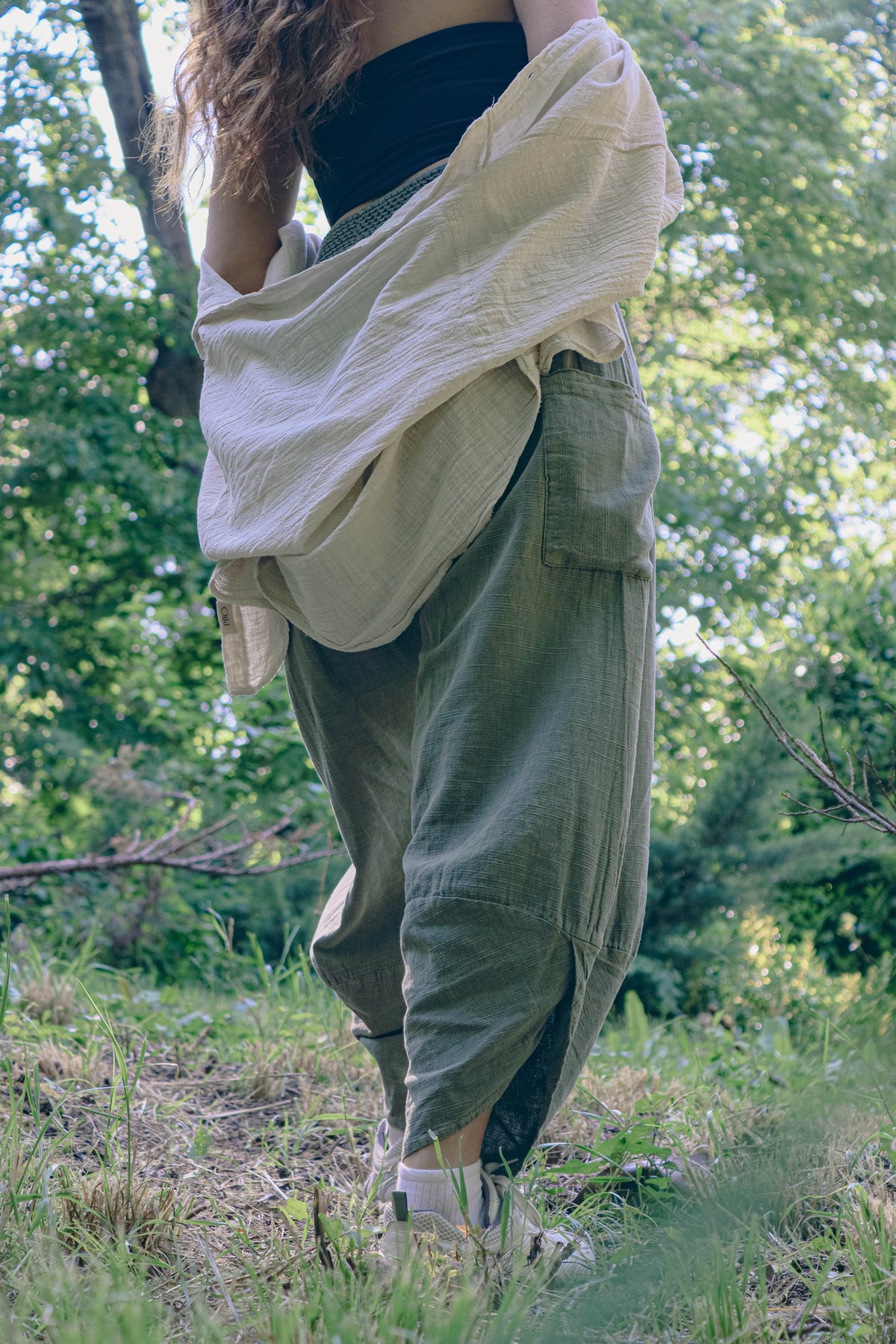 Yeşil V Paça Baggy Pantolon