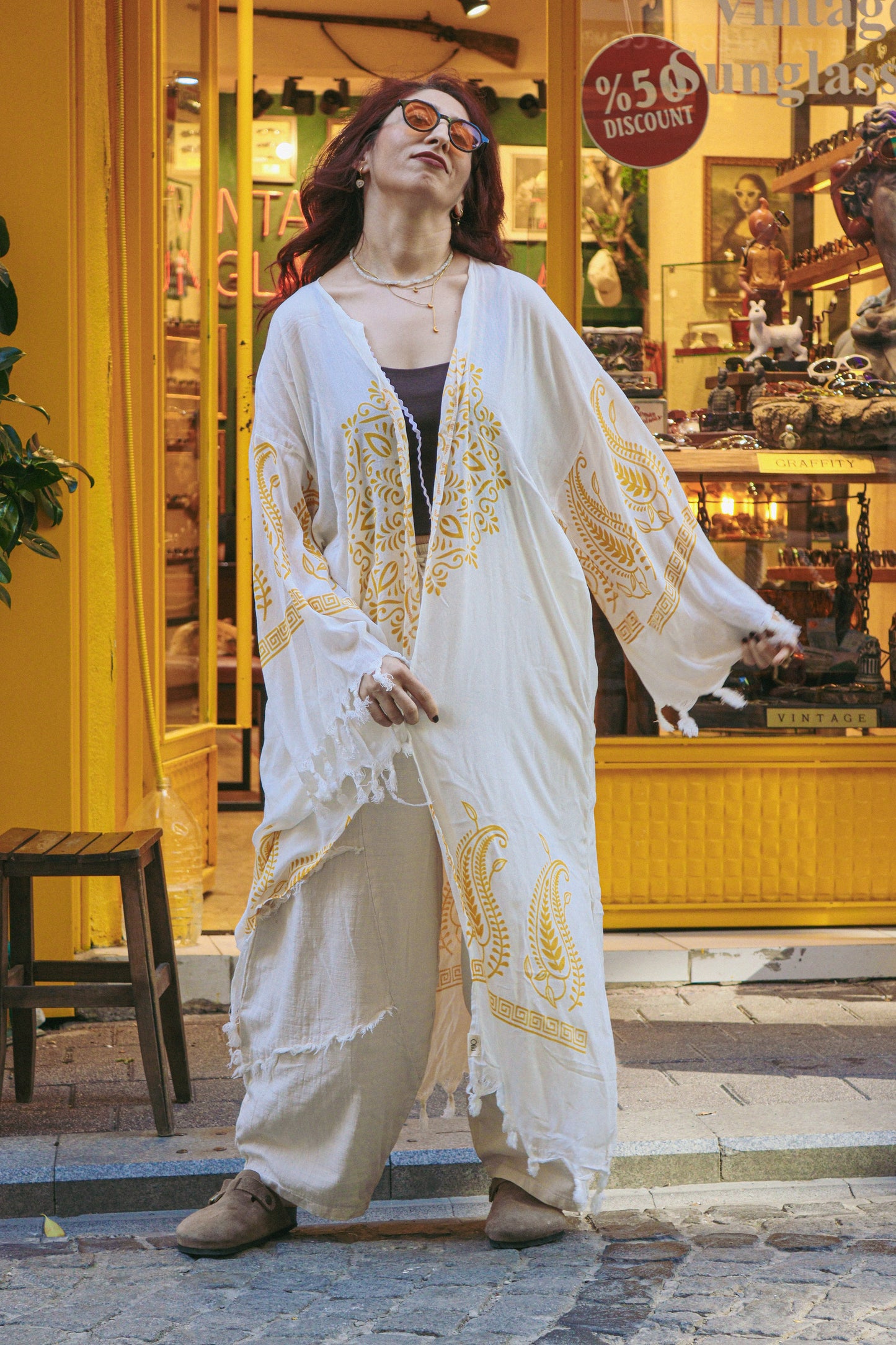 Solara Desenli Bohem Kimono