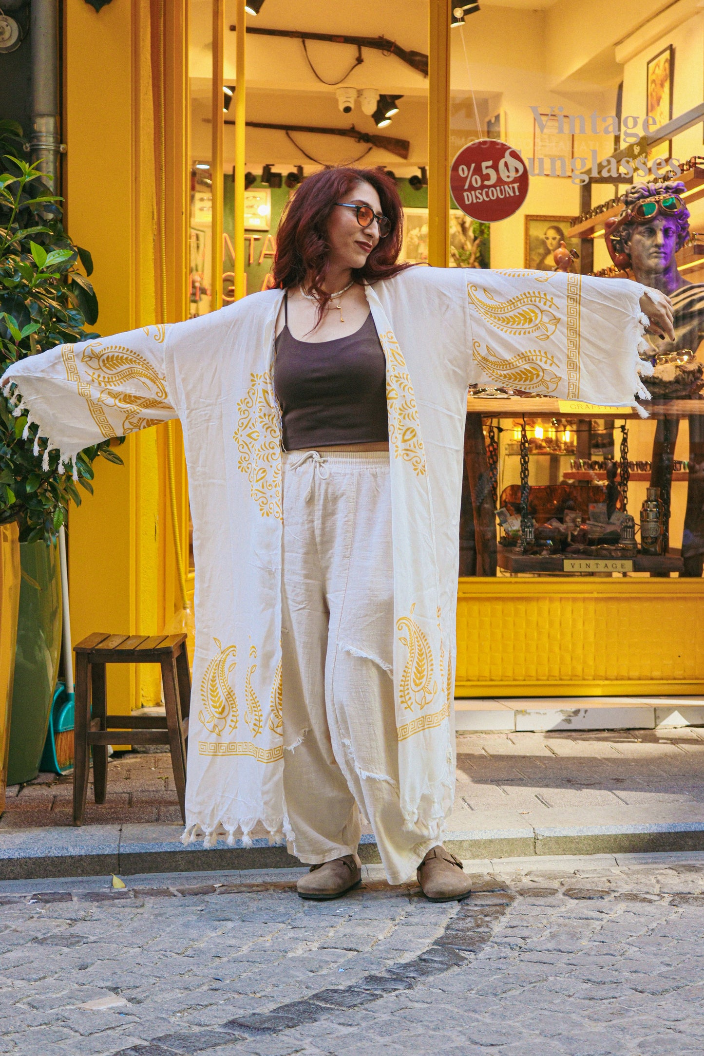 Solara Desenli Bohem Kimono