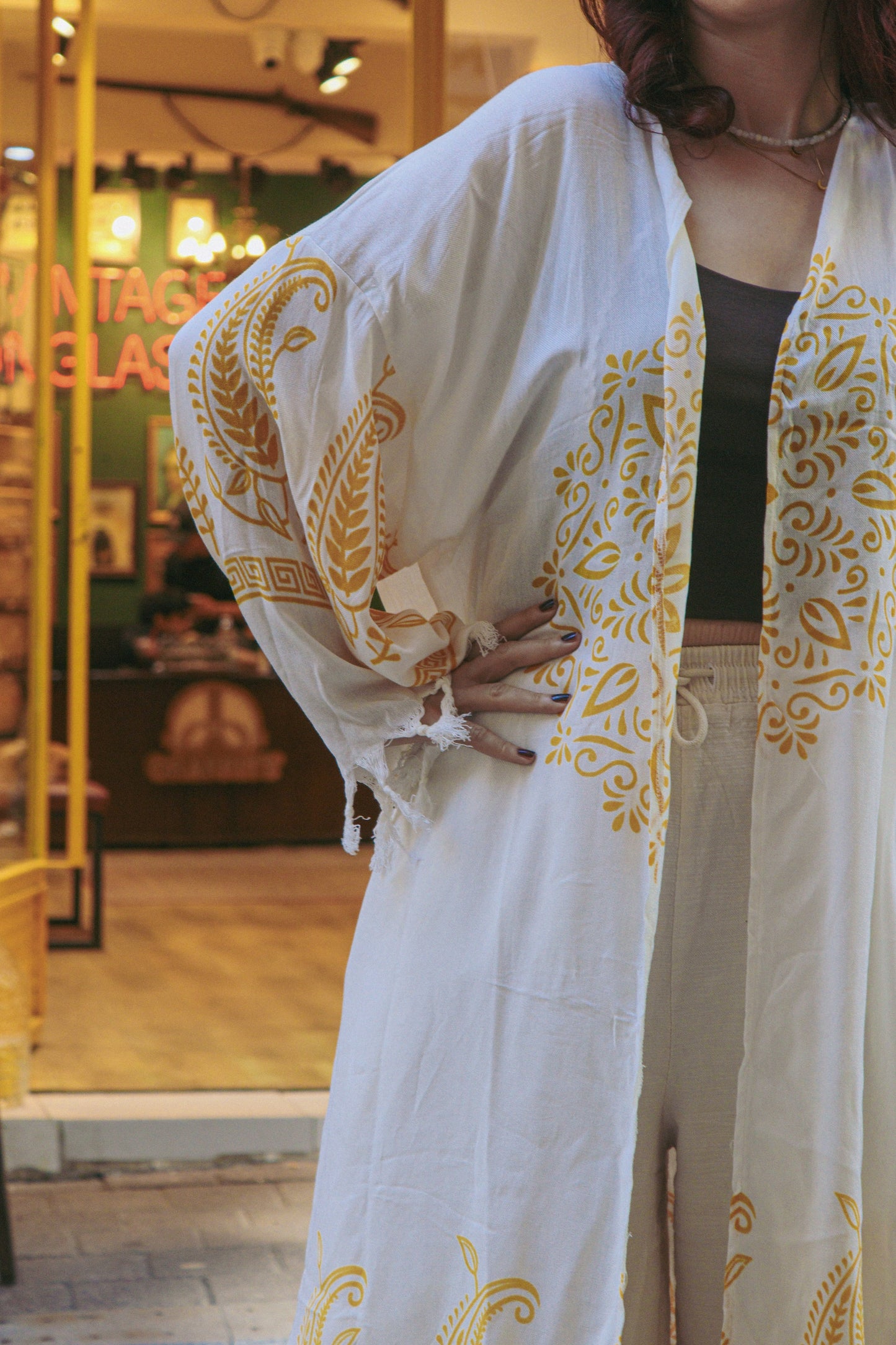 Solara Desenli Bohem Kimono