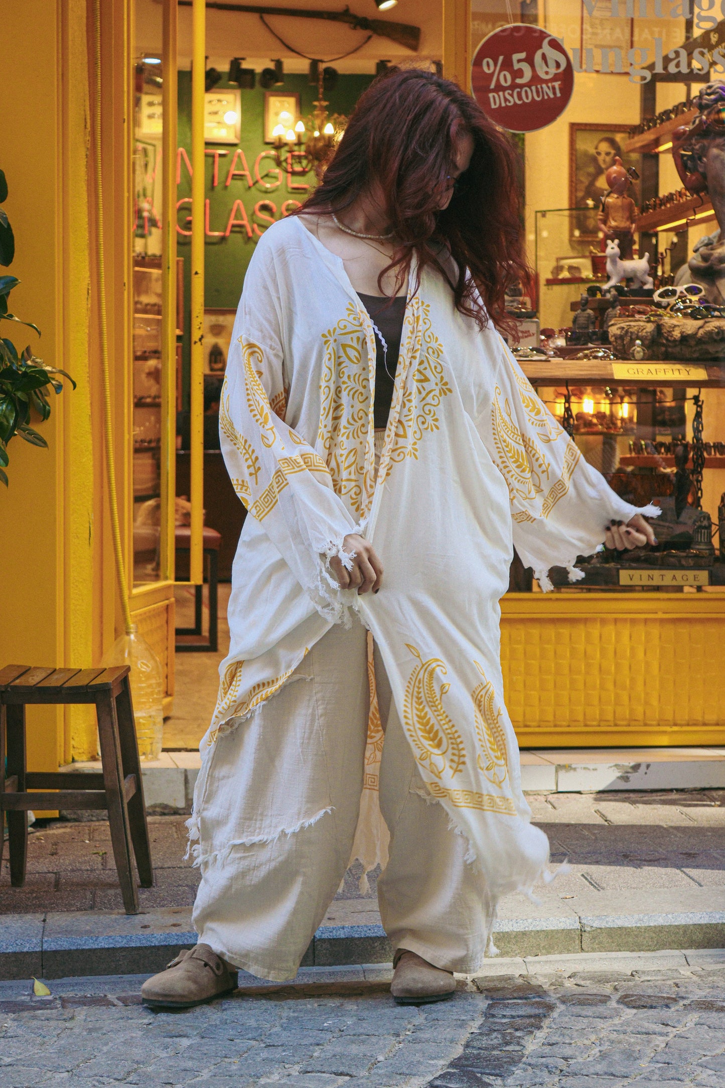 Solara Desenli Bohem Kimono