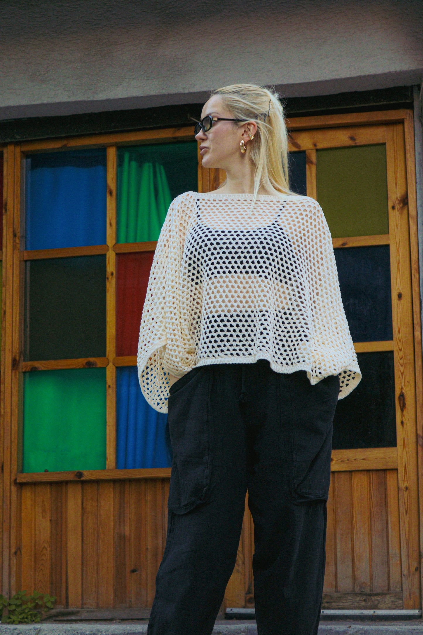 File Örgü Oversize Crop