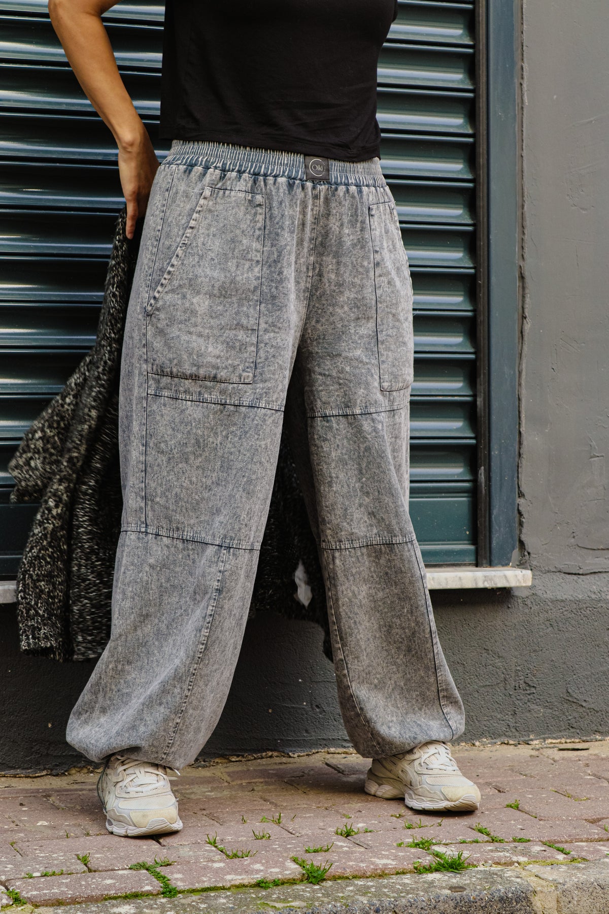 Gri Pamuk Gabardin Baggy Pantolon