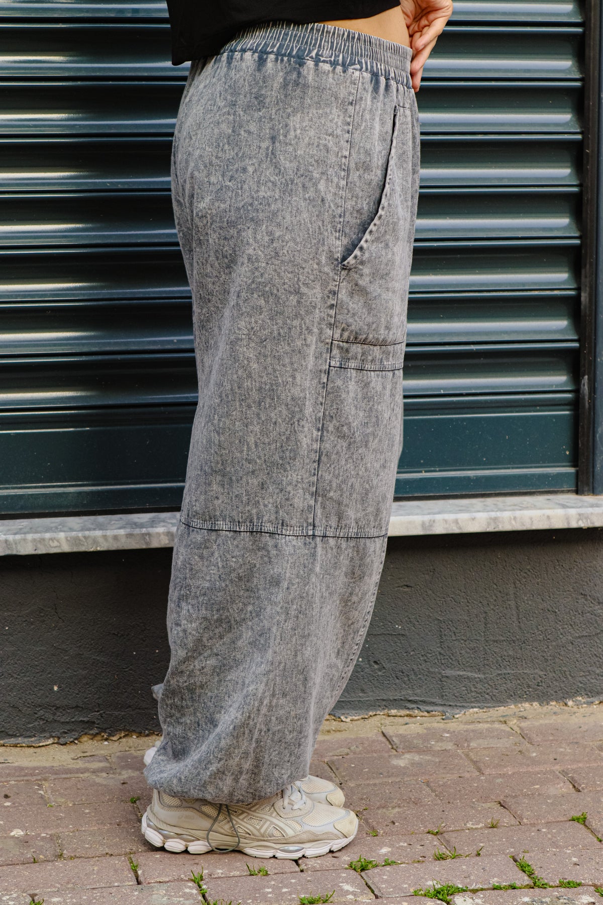 Gri Pamuk Gabardin Baggy Pantolon
