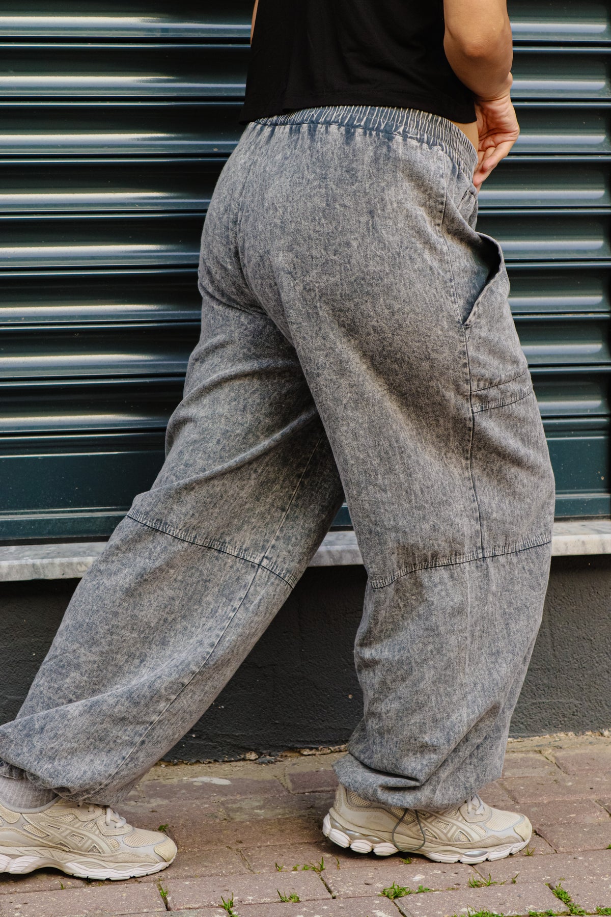 Gri Pamuk Gabardin Baggy Pantolon