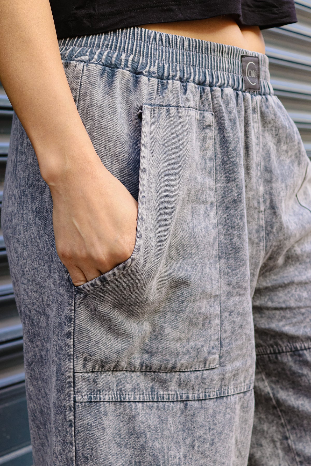 Gri Pamuk Gabardin Baggy Pantolon