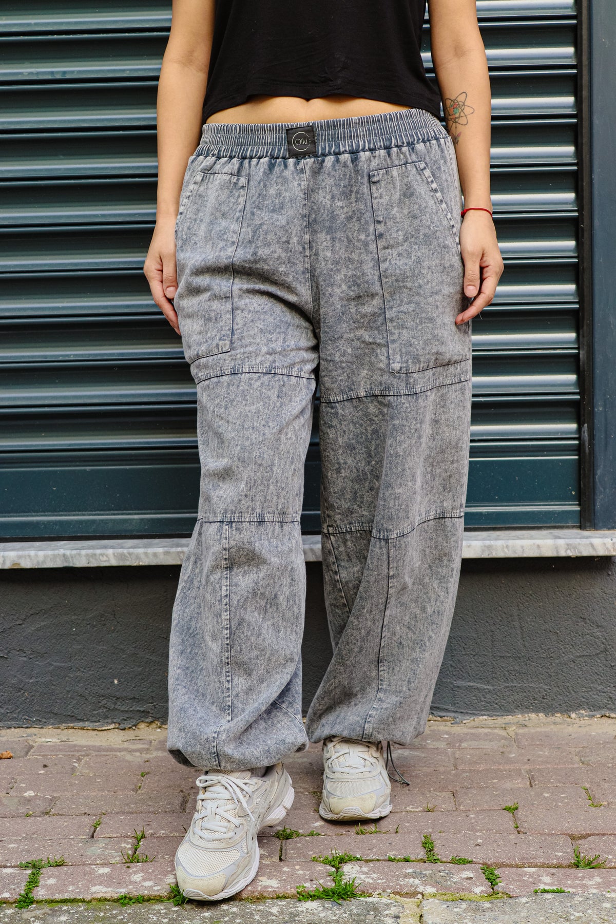 Gri Pamuk Gabardin Baggy Pantolon