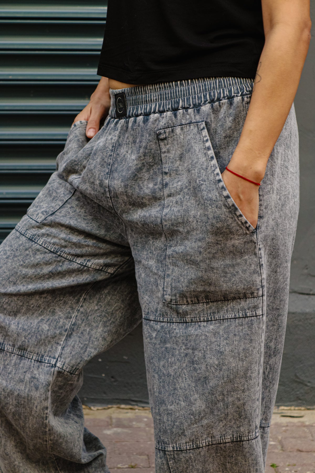 Gri Pamuk Gabardin Baggy Pantolon