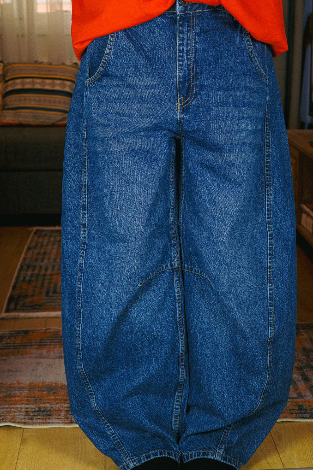 Mavi Kot Balloon Baggy Pantolon