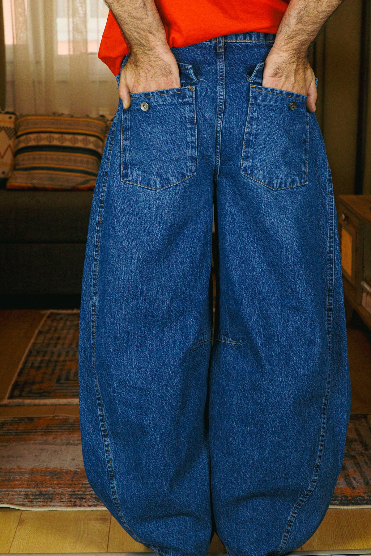 Mavi Kot Balloon Baggy Pantolon