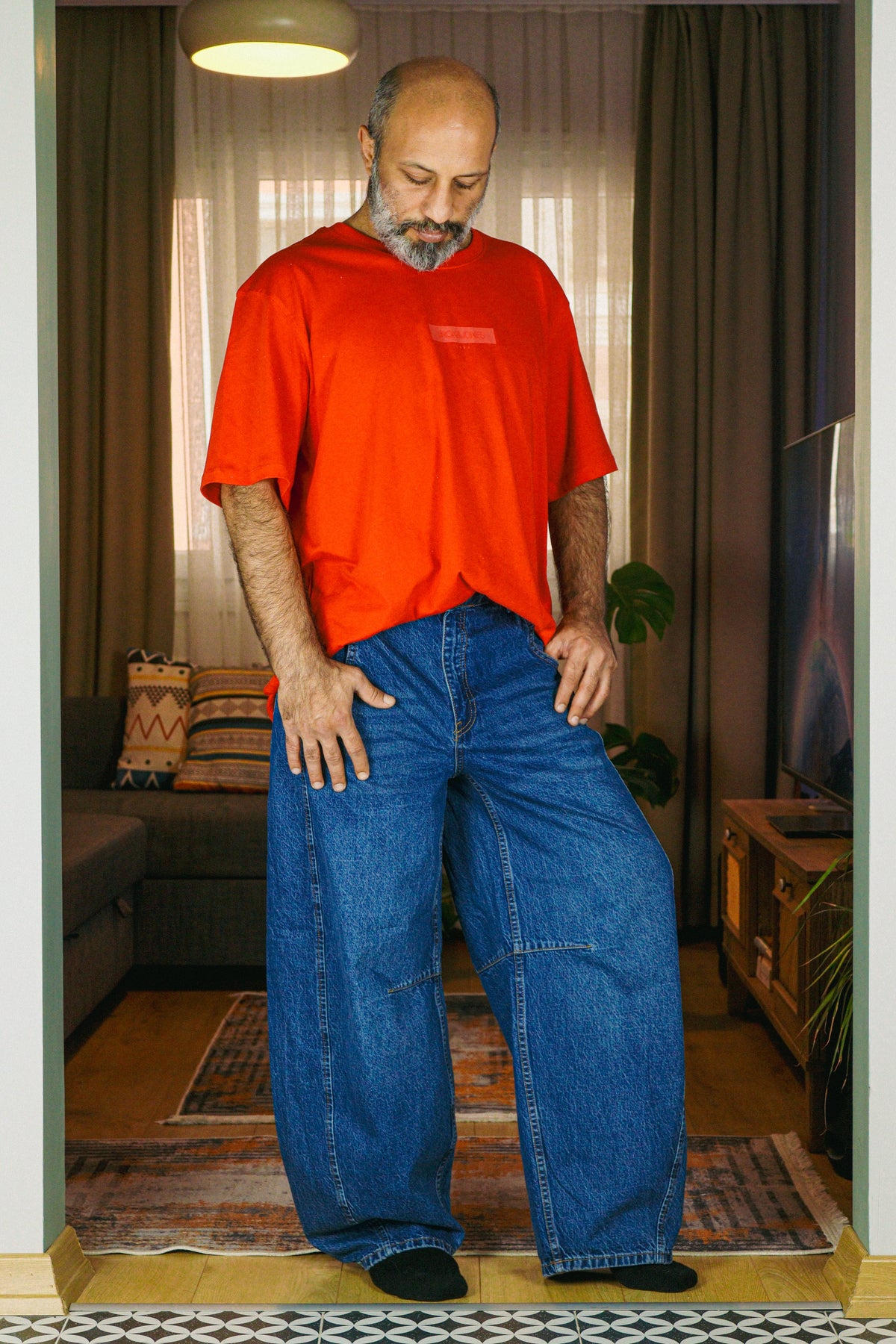 Mavi Kot Balloon Baggy Pantolon
