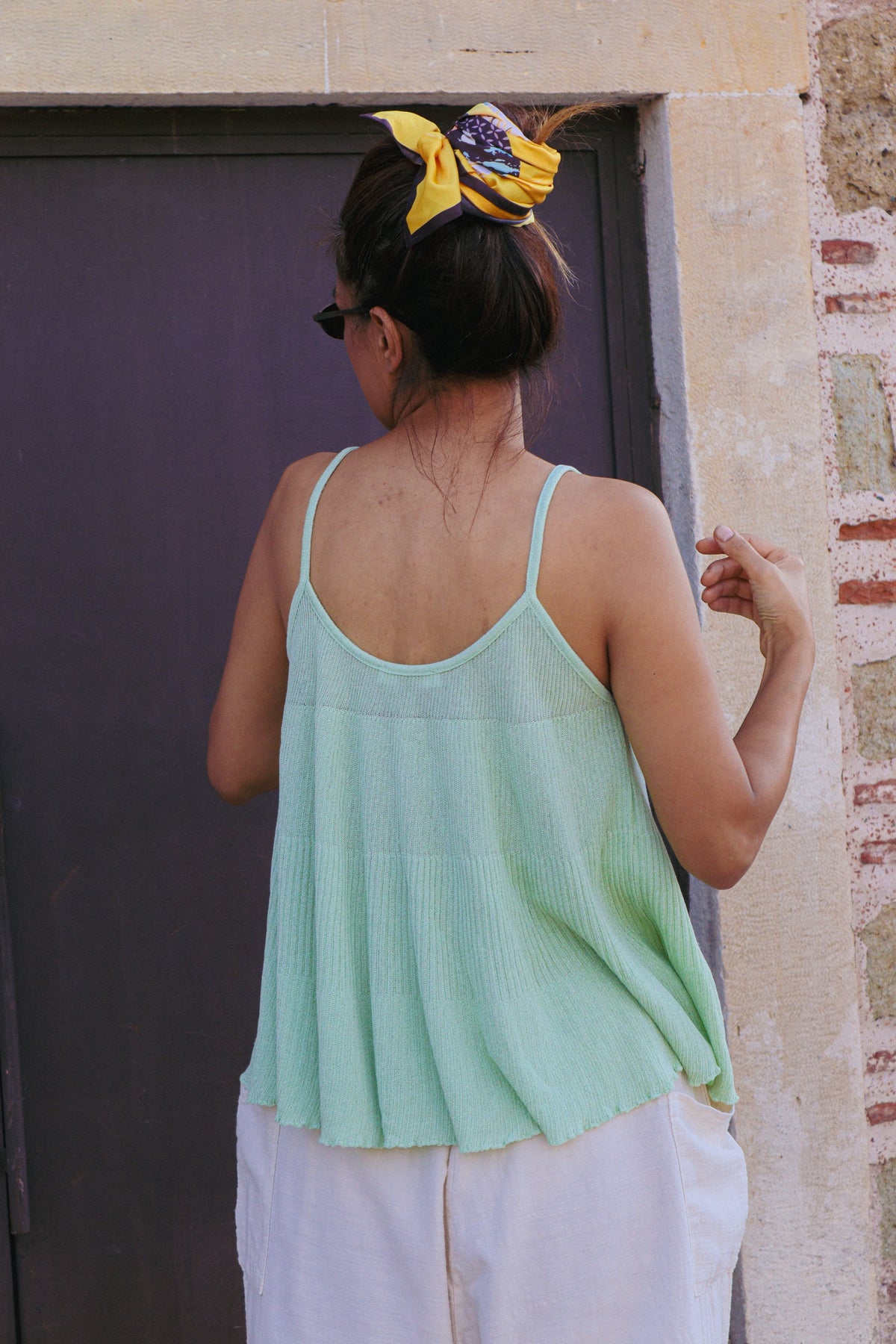 Mint Yeşil Dökümlü Atlet Crop