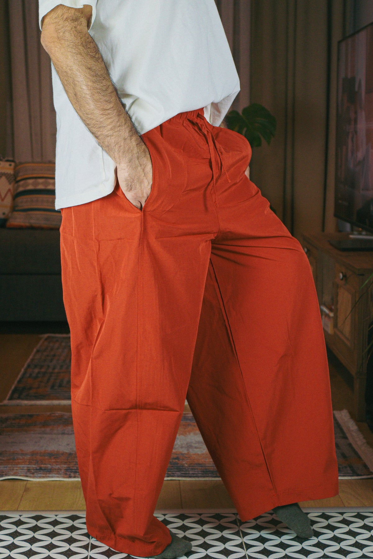 Turuncu Geniş Paça Pantolon