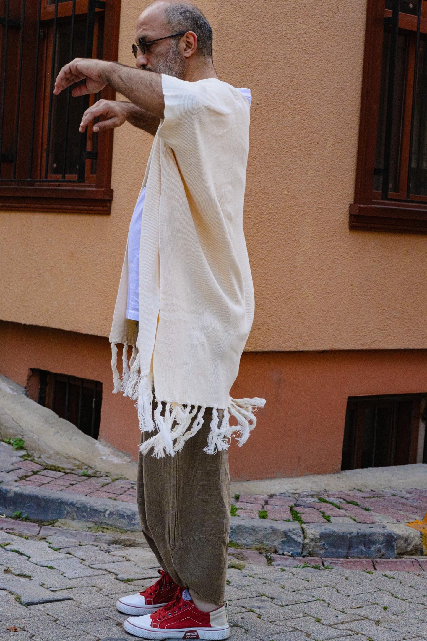 Knit Boho Fringed Poncho 100% Acrylic Unisex Shawl Wrap Handmade Look Cozy Festival Cape