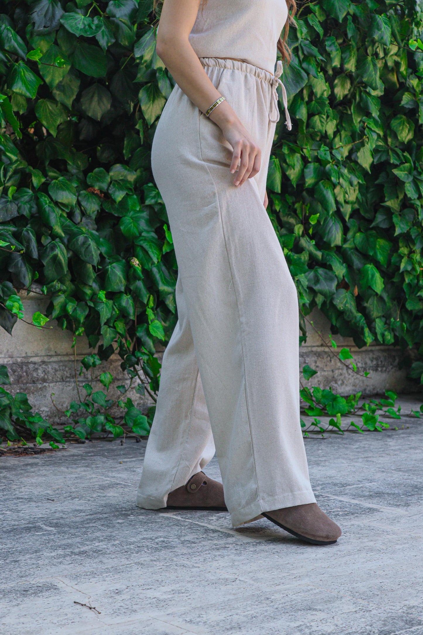 Boho Cotton linen Wide Leg Pants 100% Natural V-Cut Baggy Fit | Handmade Hippie Trousers | Skin-Friendly | Breathable Bohemian Clothing