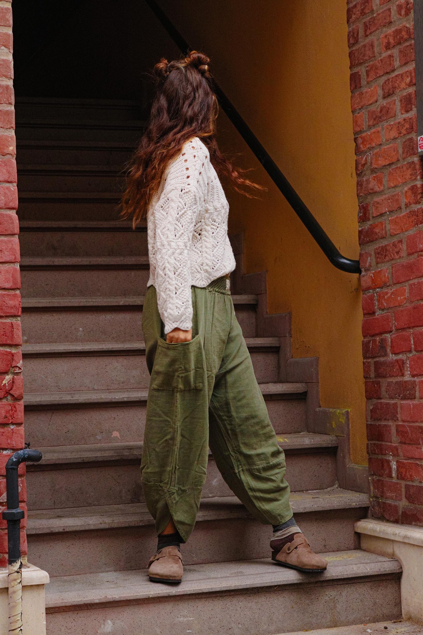 Boho Cotton linen Wide Leg Pants 100% Natural V-Cut Baggy Fit | Handmade Hippie Trousers | Skin-Friendly | Breathable Bohemian Clothing