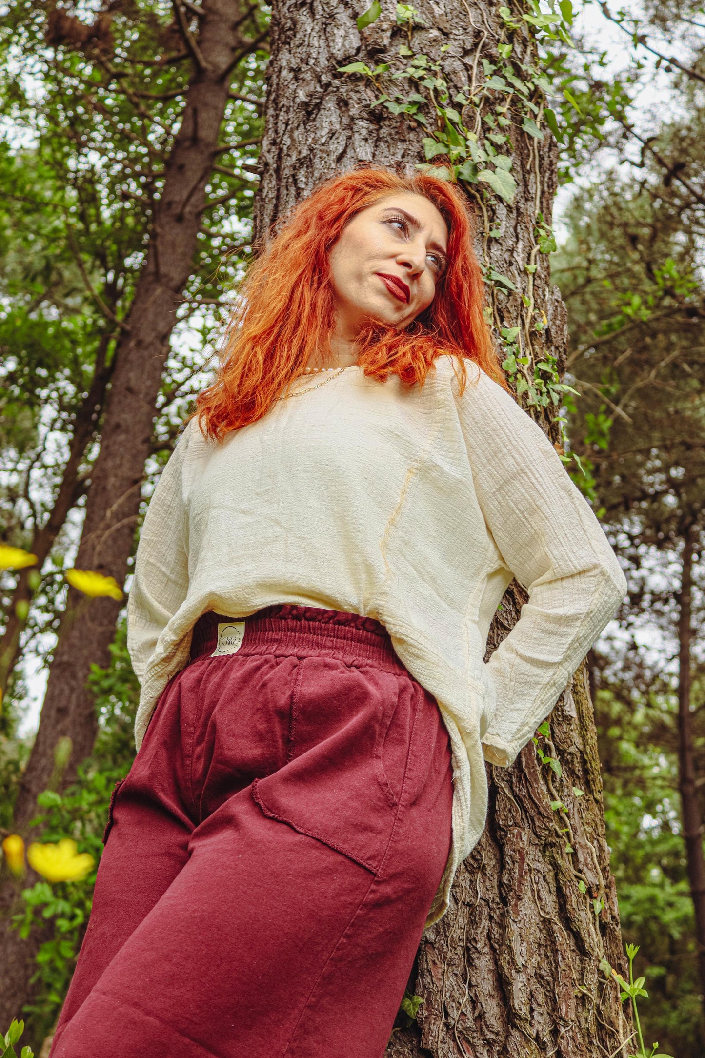 Burgundy Linen Wide Leg Pants Women - High Waist Loose Trousers - Boho Clothing - Casual Linen Pants- Palazzo Pants - Minimalist Outfit
