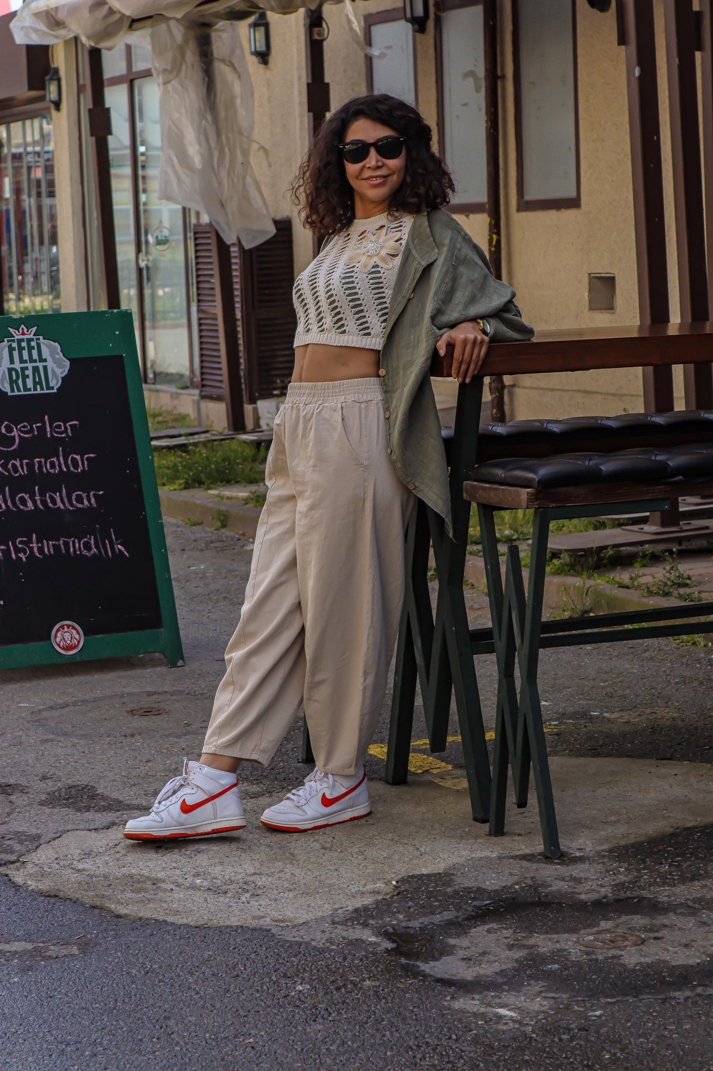Cream Linen Balloon Pants- Boho Baggy Pants for Women- Relaxed Fit Trousers- Natural Linen Look-Bohemian Minimalist Summer Outfit