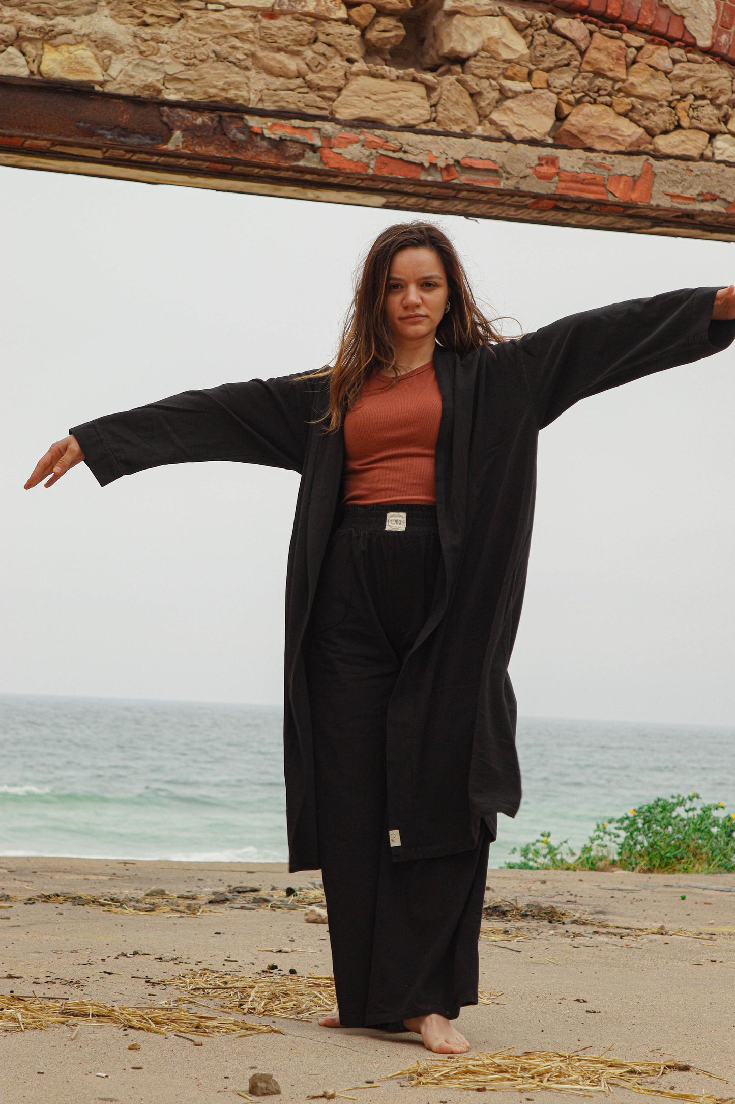 Black Boho Cotton/Linen Wide Leg Harem Pants | Loose Fit High Waist Trousers | Comfortable Summer Yoga Lounge Festival Women's Clothing