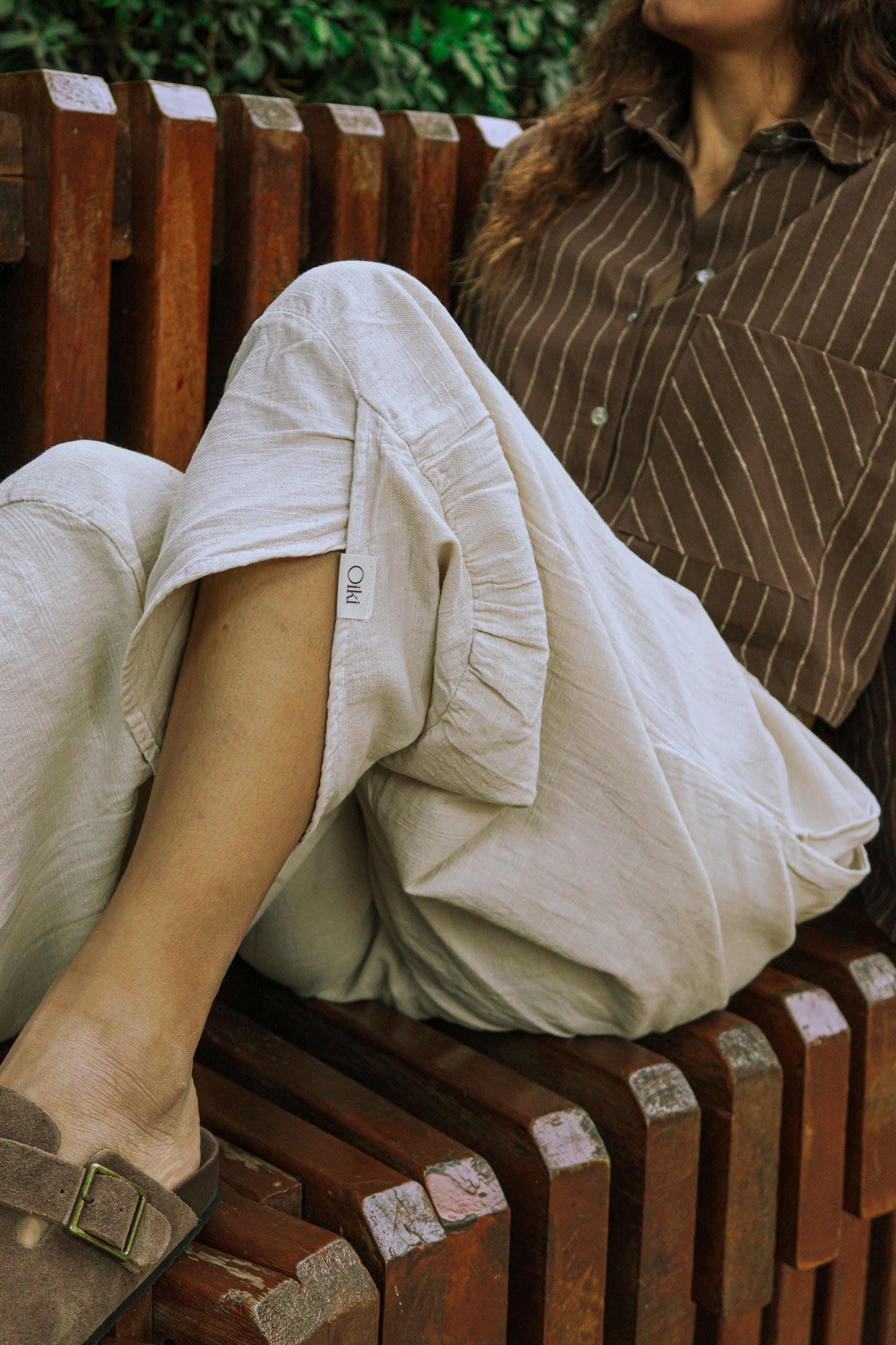 Cream Cotton Harem Pants: Boho V-Hem, Unisex Lounge Trousers