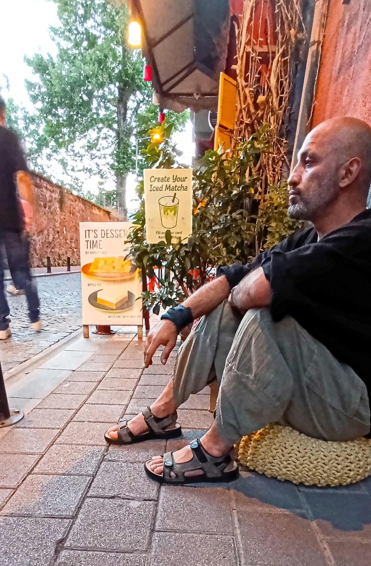 Unisex El Yapımı Pamuklu Keten V Kesim Geniş Paça Pantolon