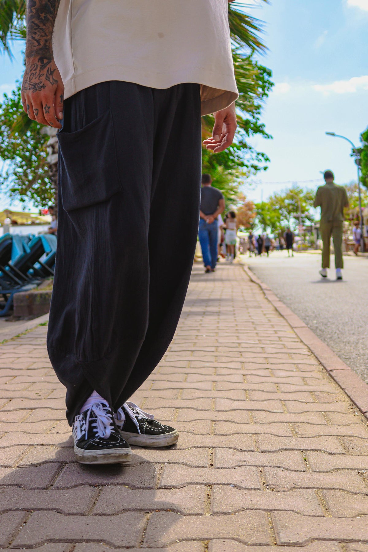 Unisex El Yapımı Pamuklu Keten Harem Pantolon