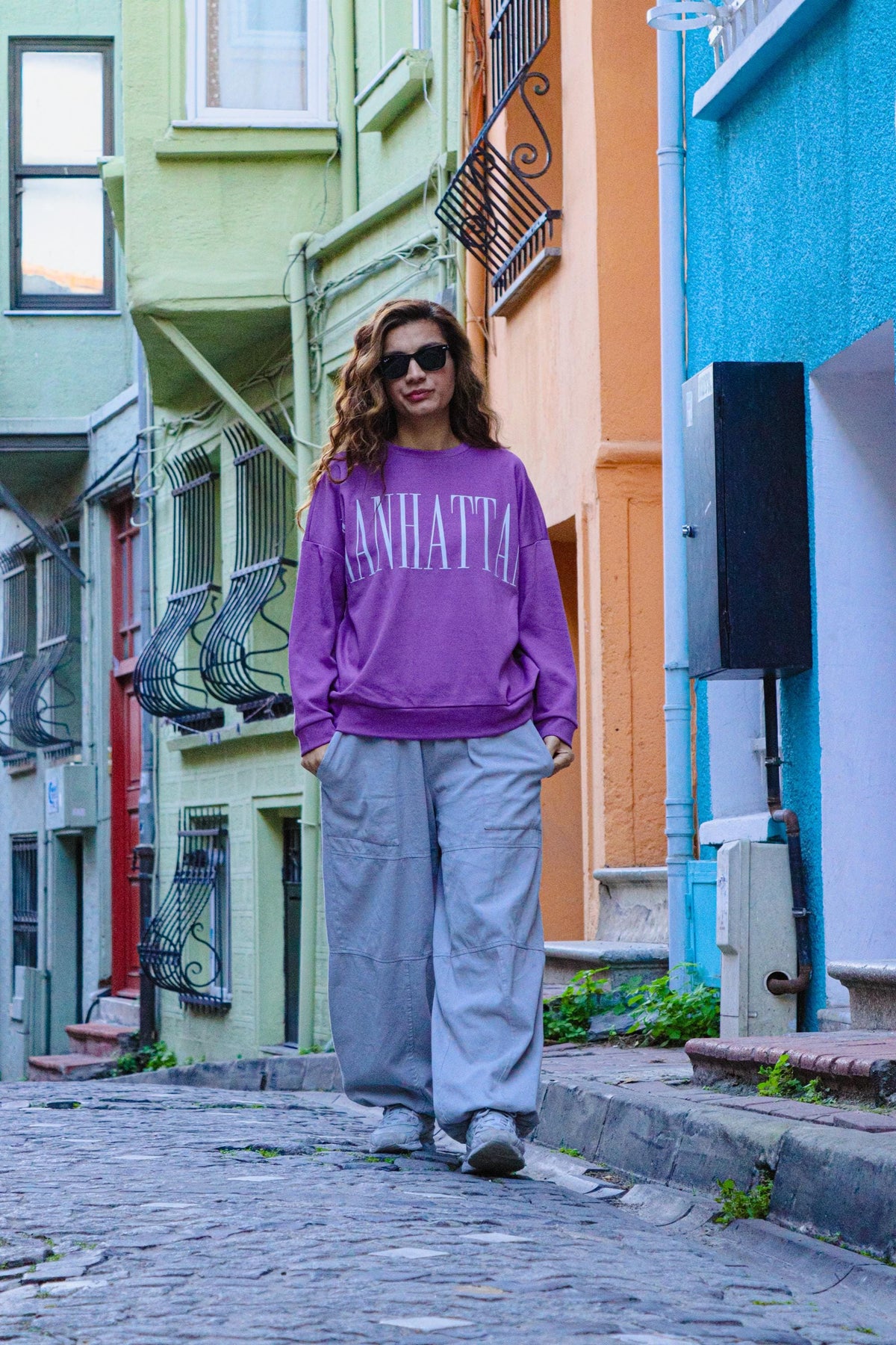 Unisex Taş Gri Bağcıklı Bol Pantolon