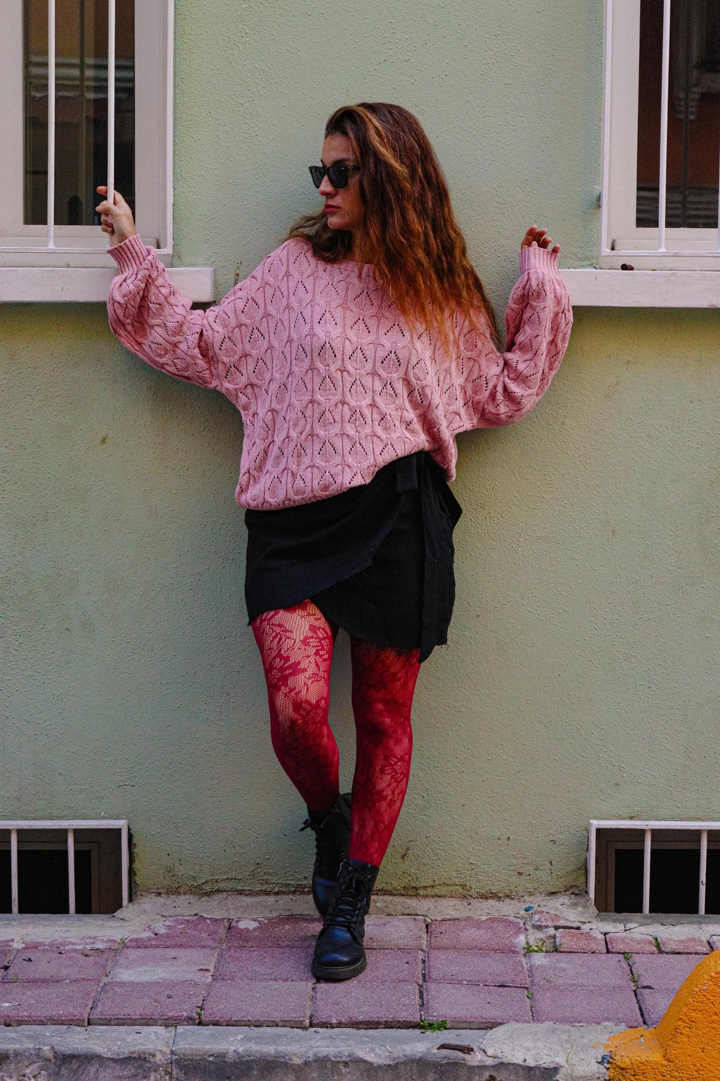 Pastel Pink Boho Knit Sweater for Women | Handmade Cozy Oversized Pullover | Soft Cotton Acrylic Knitwear | Fall Winter Gift for Her