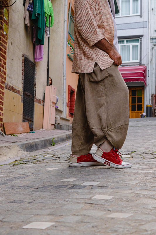 Boho Cotton/linen Wide Leg Pants Natural Baggy Fit | Handmade Hippie Trousers artist Clothing