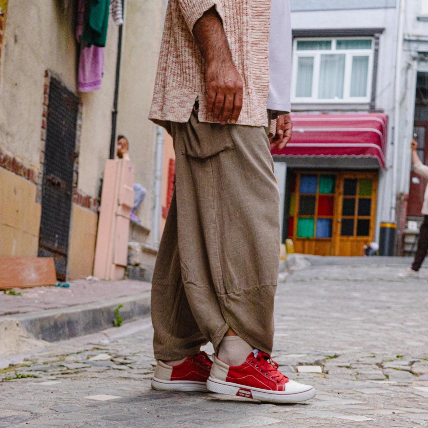 Boho Cotton/linen Wide Leg Pants Natural Baggy Fit | Handmade Hippie Trousers artist Clothing