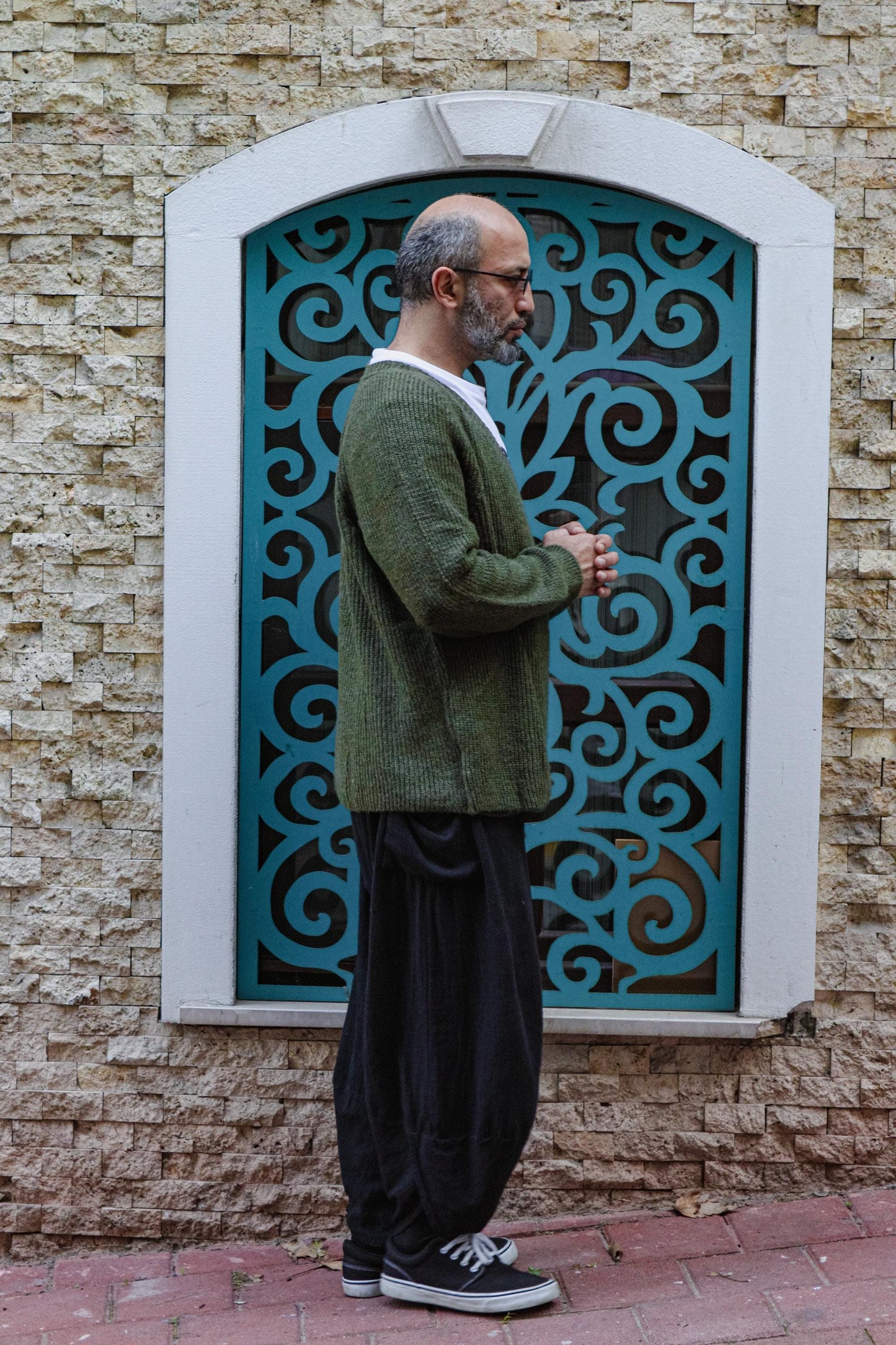 Boho Knit Wrap Sweater Unisex Green Side Tie Relaxed Fit Handmade All Season Layering Top