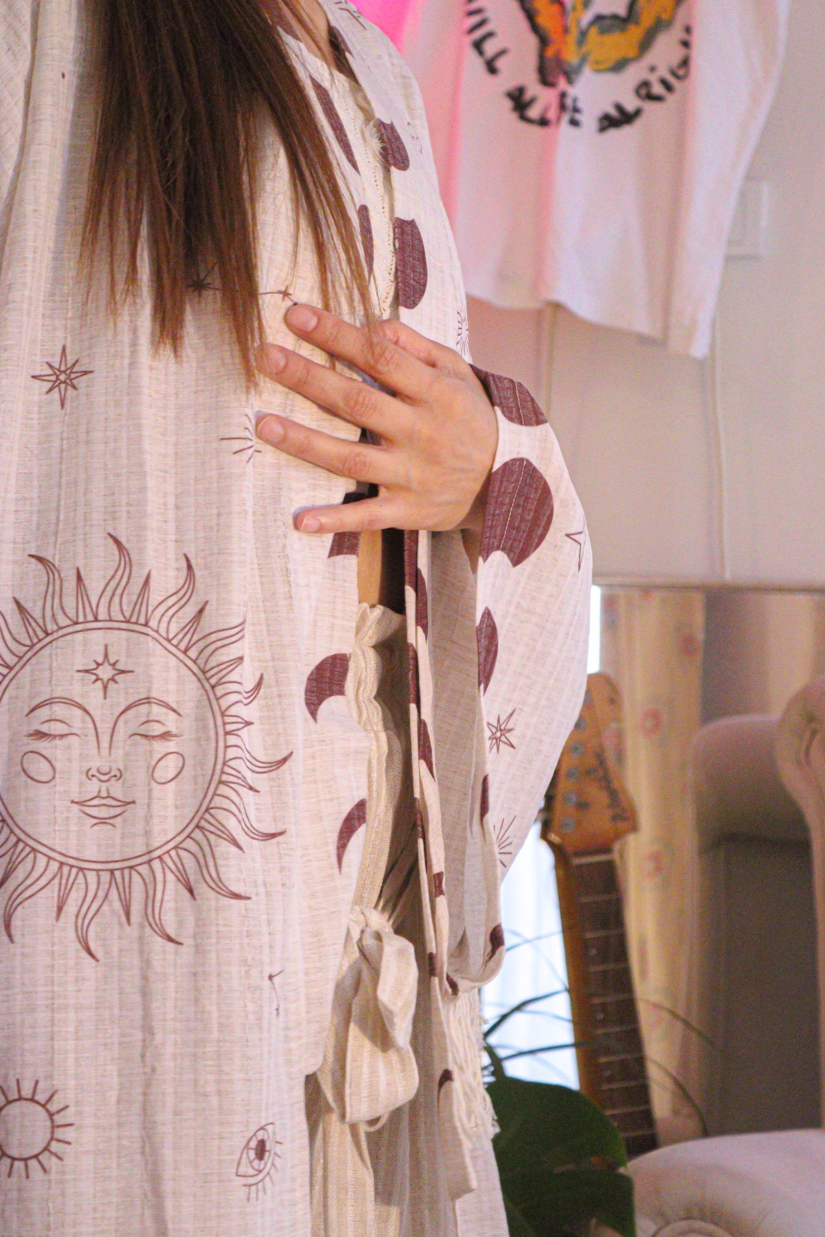 Yılan Sırt Baskılı Bohem Astroloji Kimono