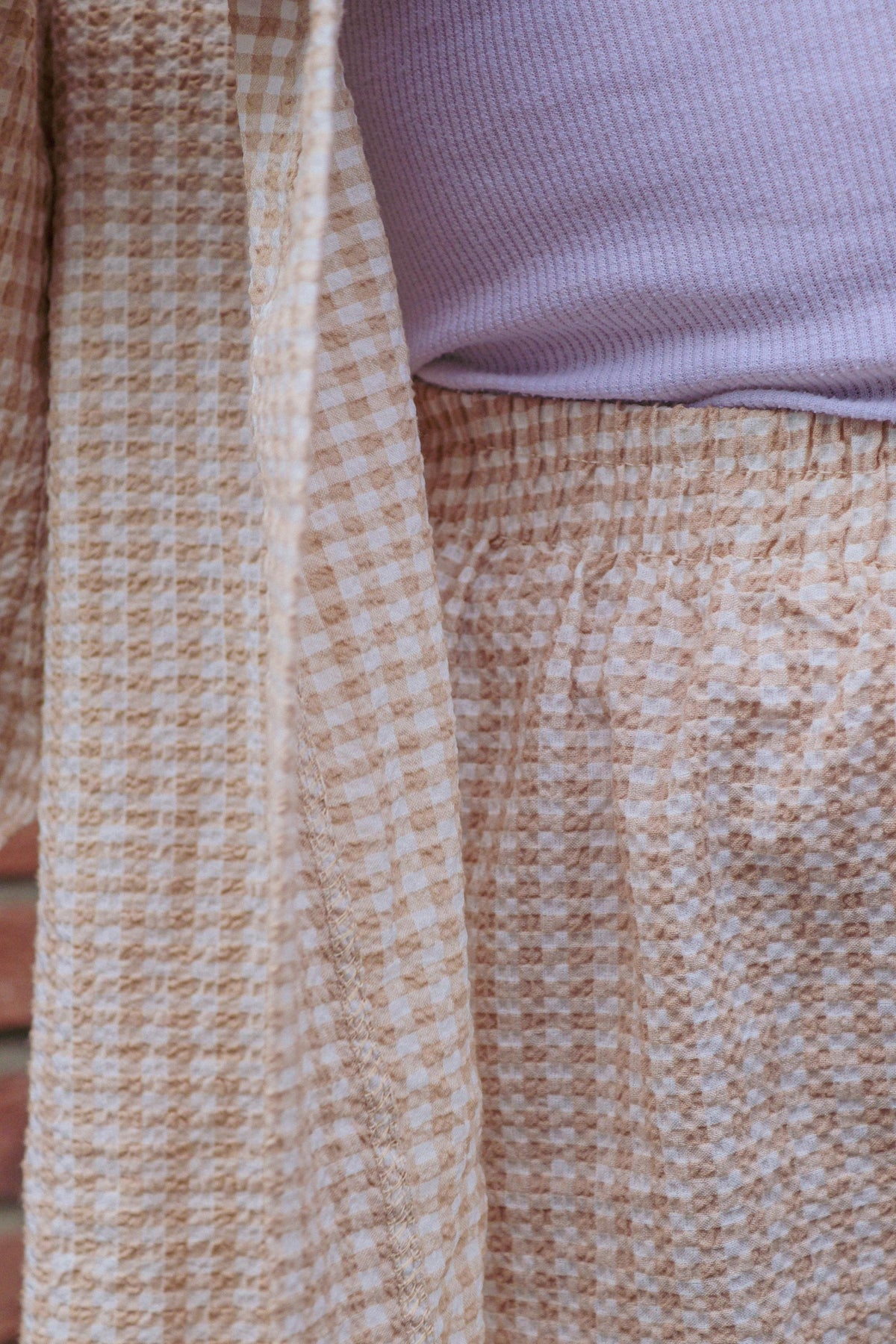 Bej Pötikare Kimono ve Şort Takımı