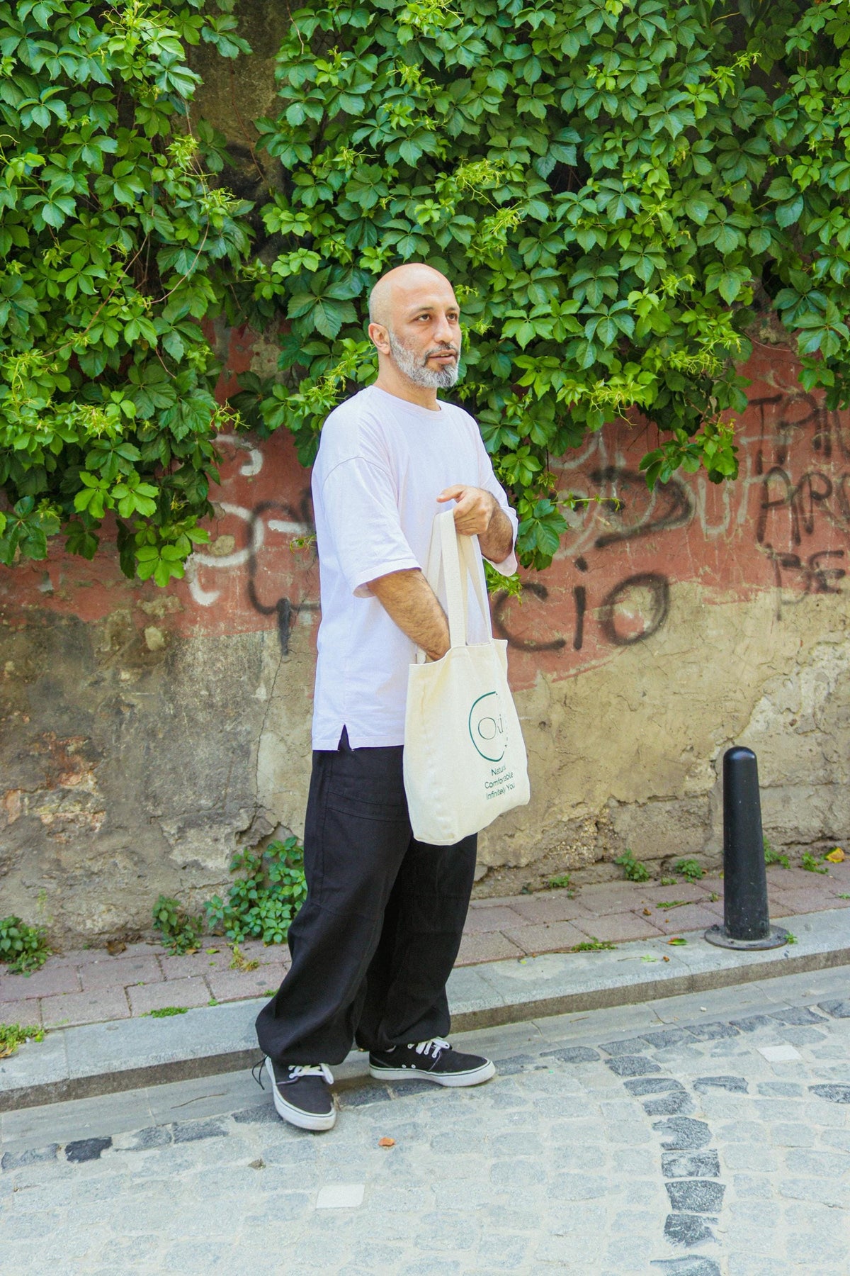 Unisex Siyah Bağcıklı Geniş Paça Pantolon