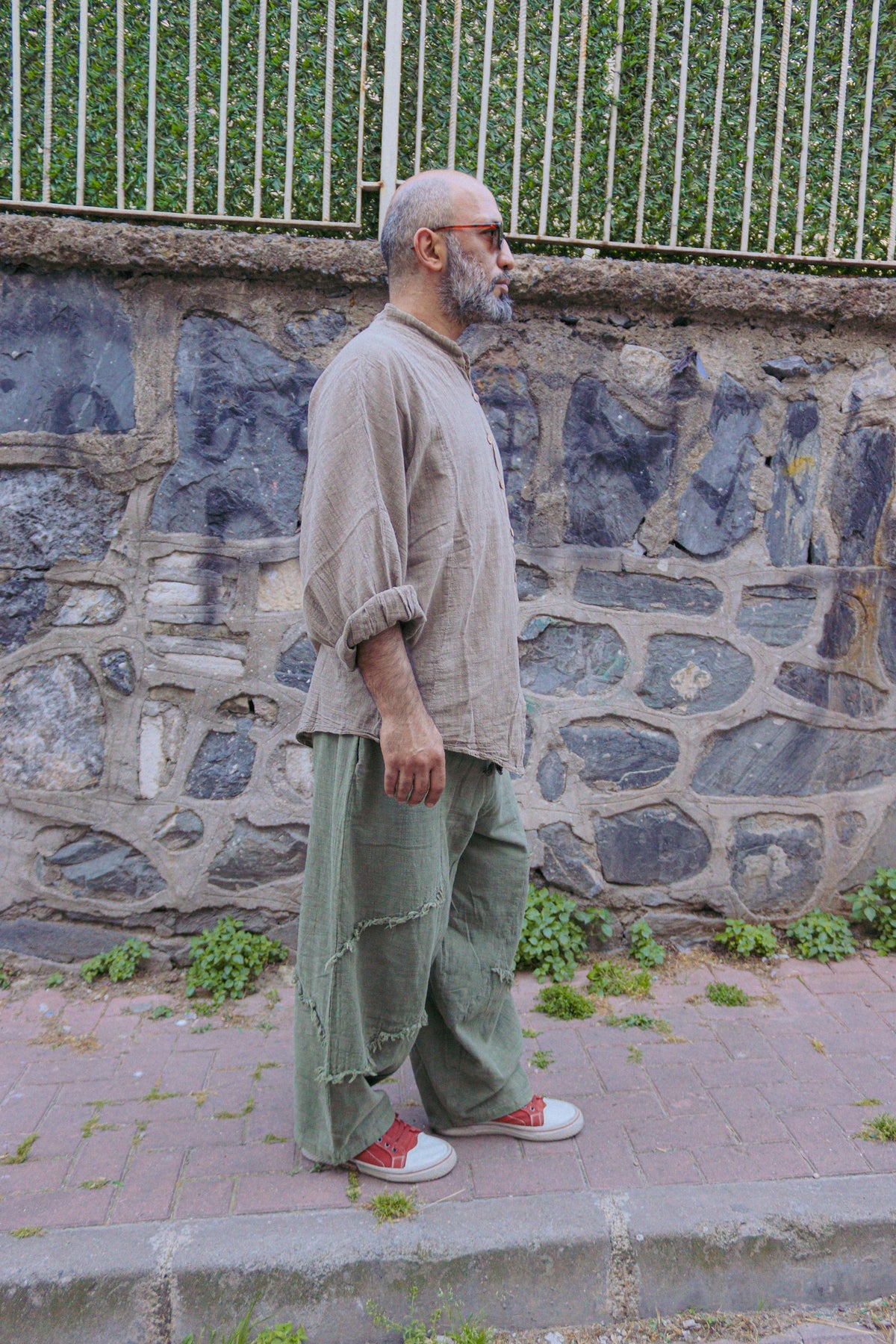 Keten Pamuklu Yarasa Kol Unisex Gömlek