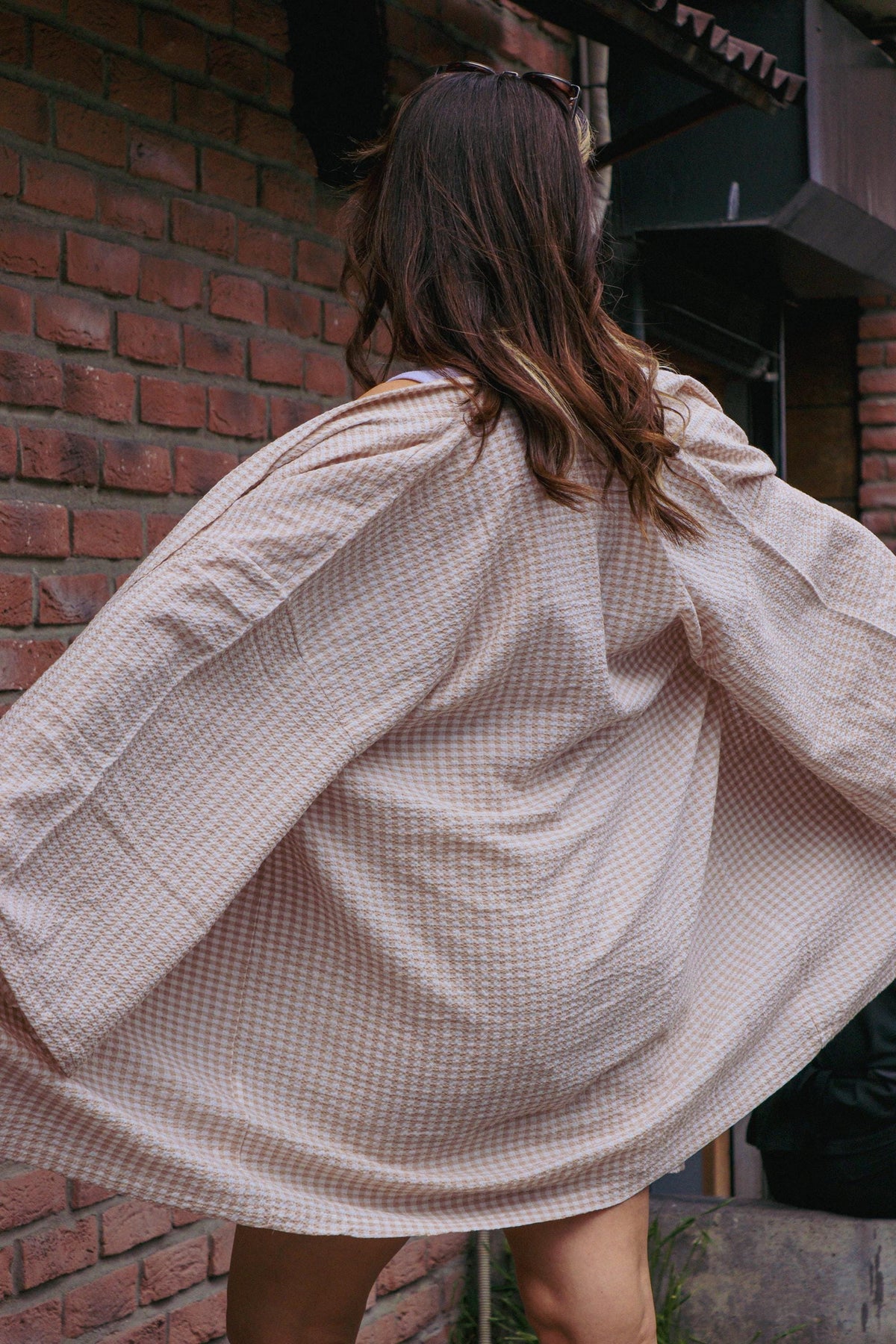 Bej Pötikare Kimono ve Şort Takımı