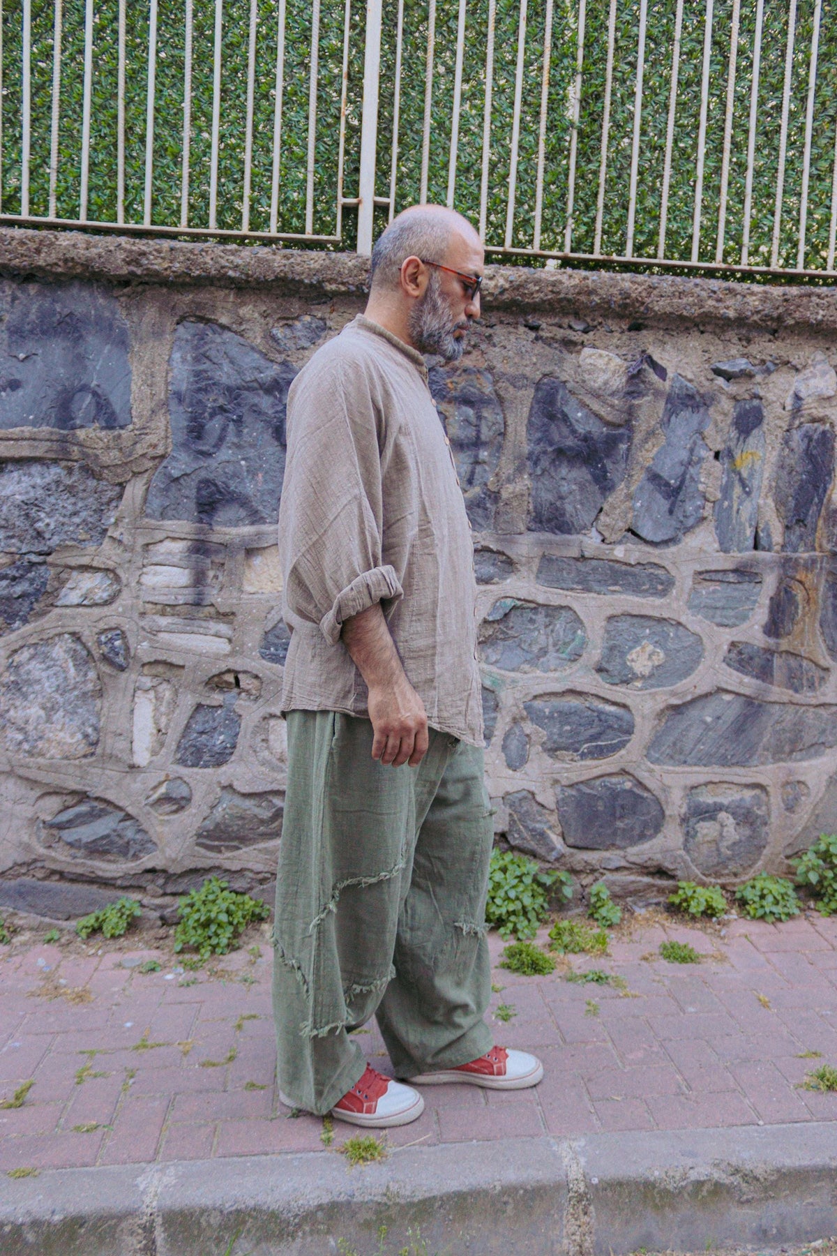 Unisex Keten Pamuklu Saçak Detaylı Bol Pantolon