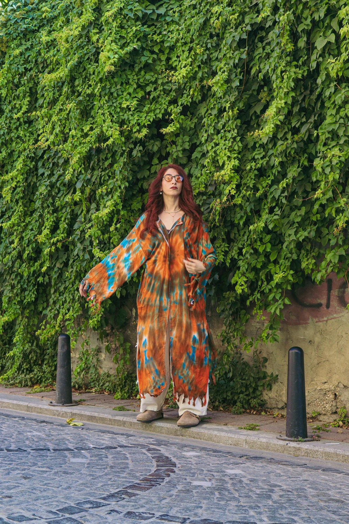 Batik Desenli Bohem Keten Pamuklu Kimono