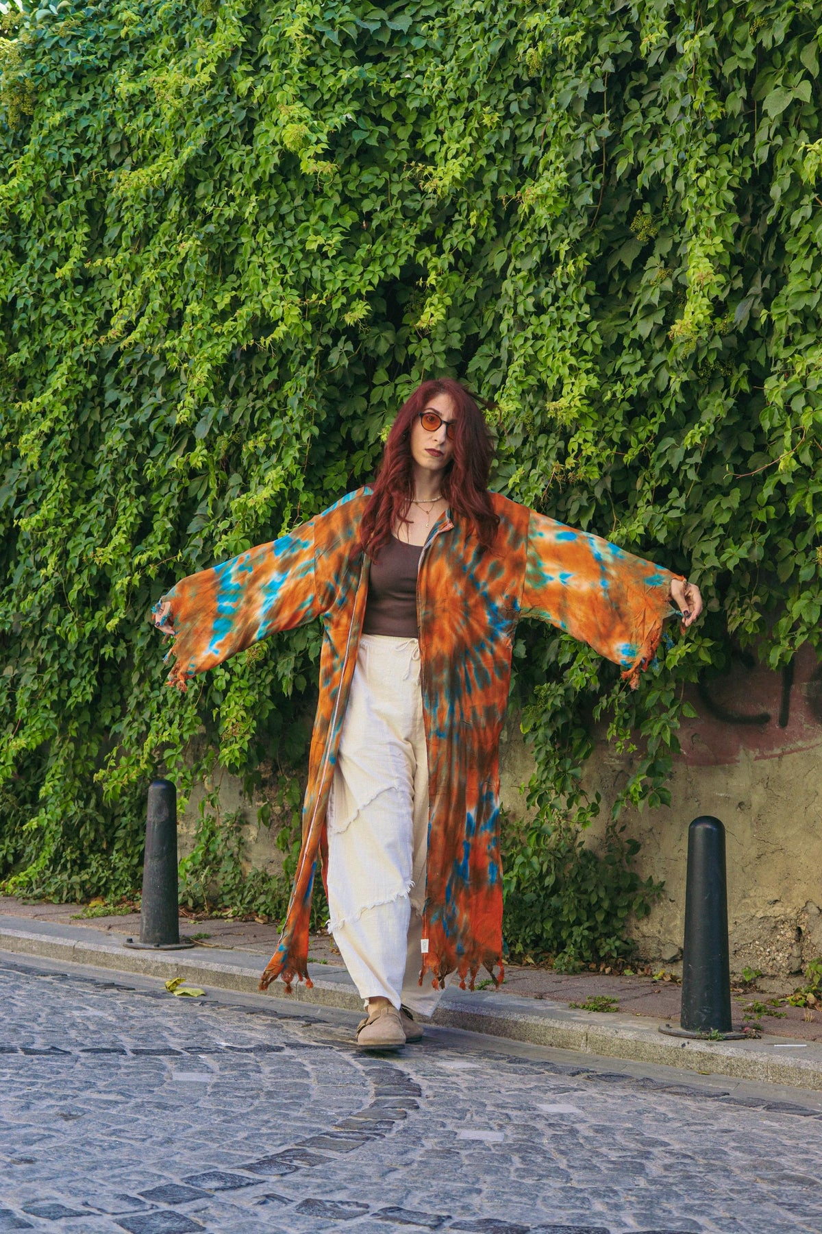 Batik Desenli Bohem Keten Pamuklu Kimono