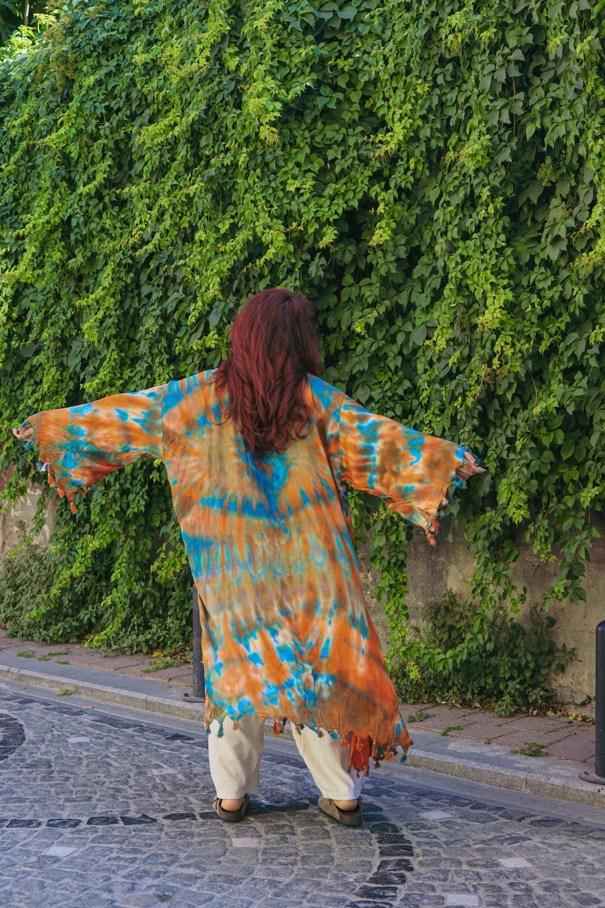 Batik Desenli Bohem Keten Pamuklu Kimono