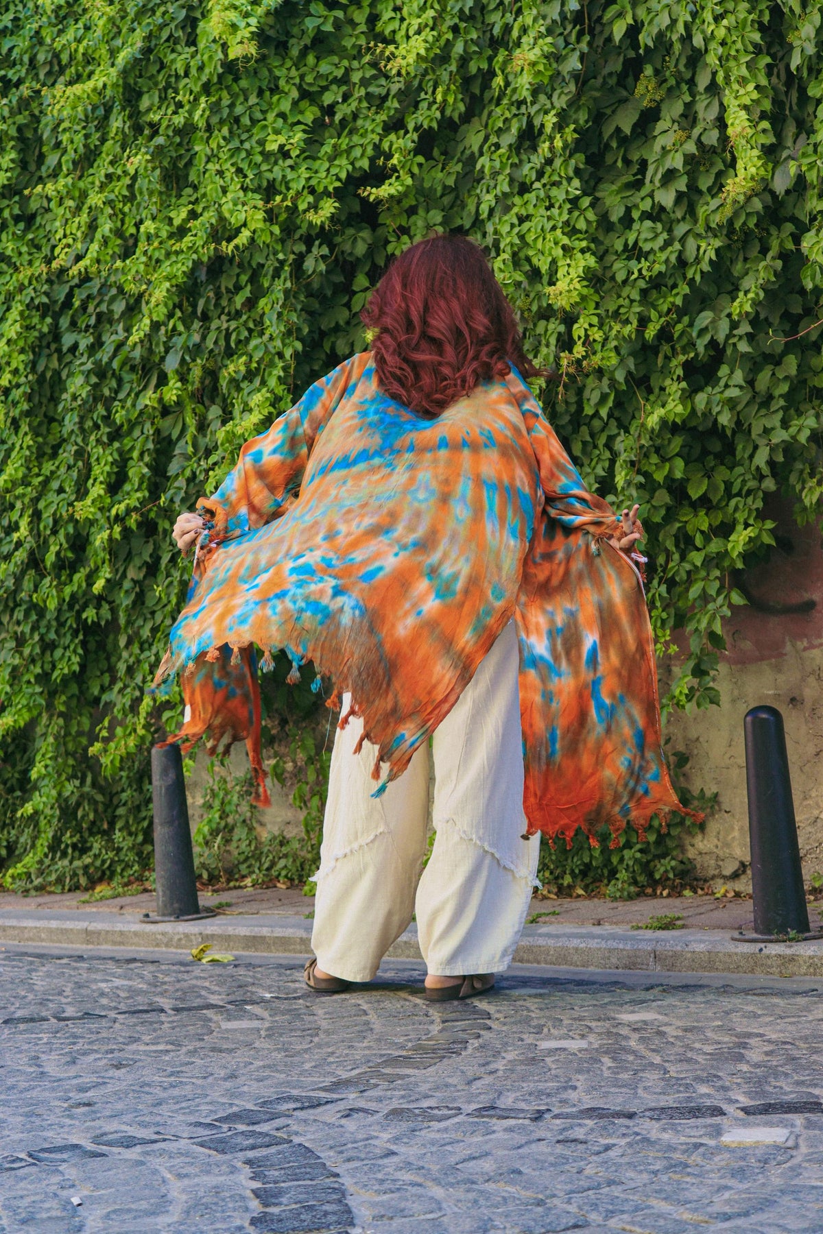 Batik Desenli Bohem Keten Pamuklu Kimono