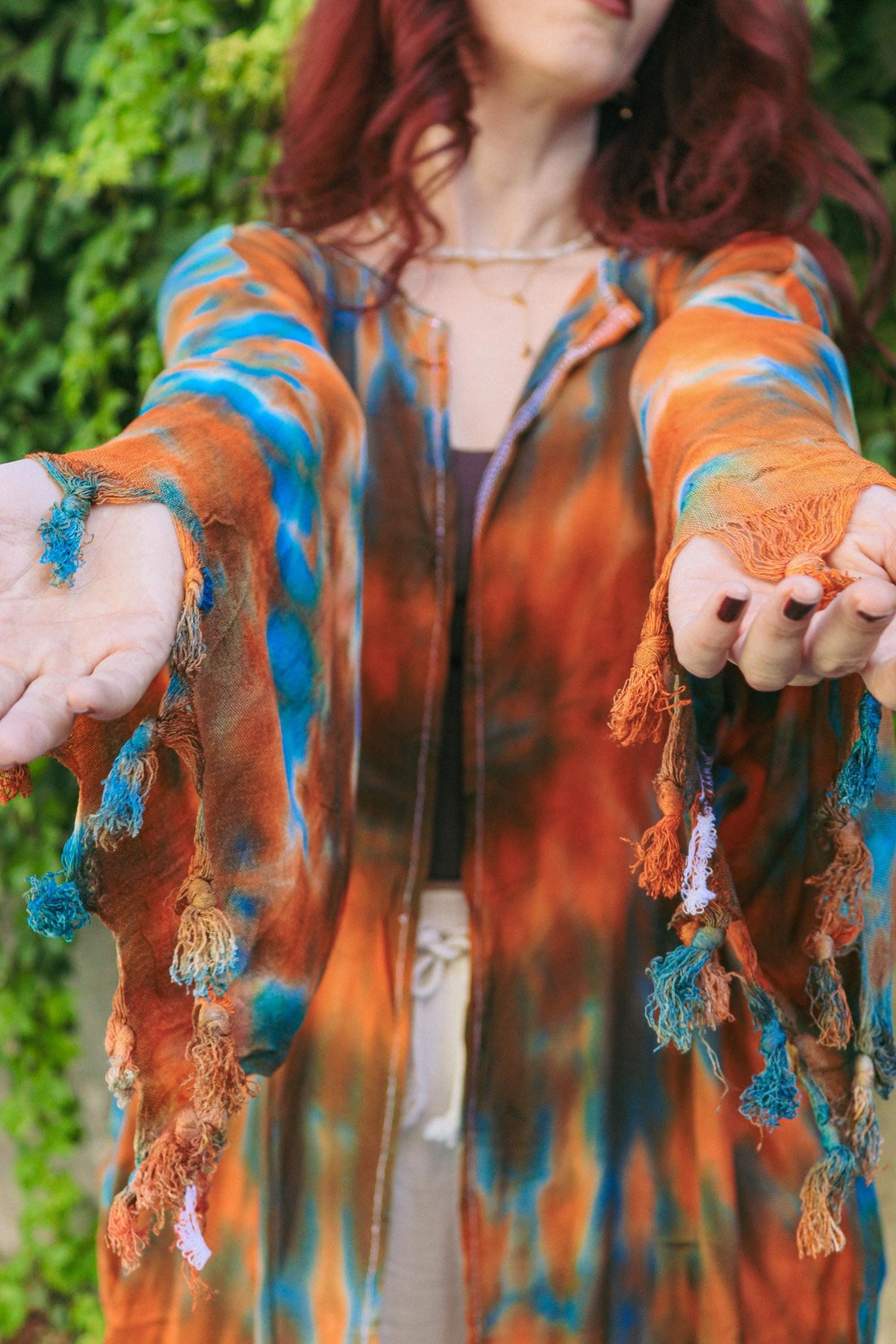 Batik Desenli Bohem Keten Pamuklu Kimono